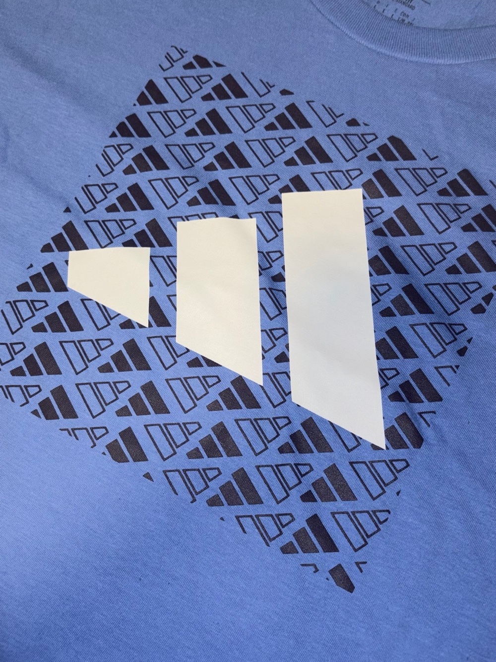 adidas Blue Short Sleeve Tee with White and Black Graphic